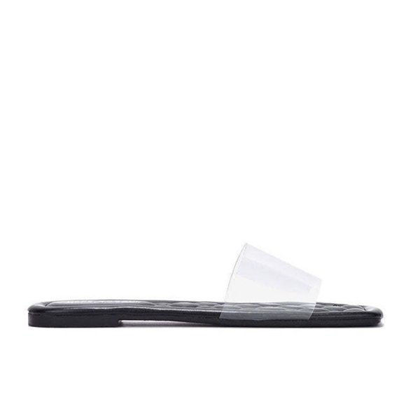 NEW CAPE ROBBIN KEKO SLIDE SANDALS BLACK WITH CLEAR STRAP 5.5 - Picture 2 of 10